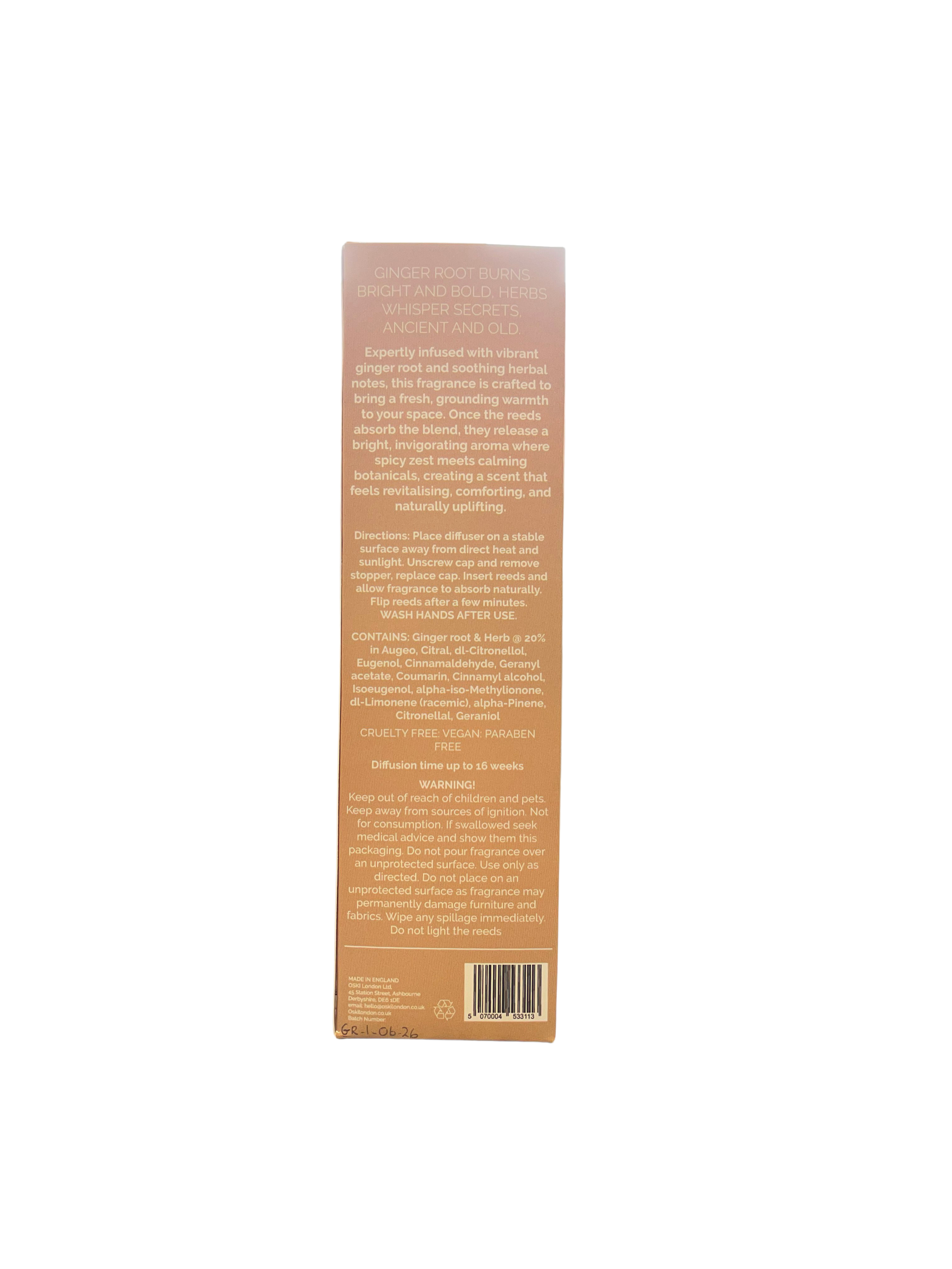 Ginger Root & Herb Scented Diffuser | 100ml